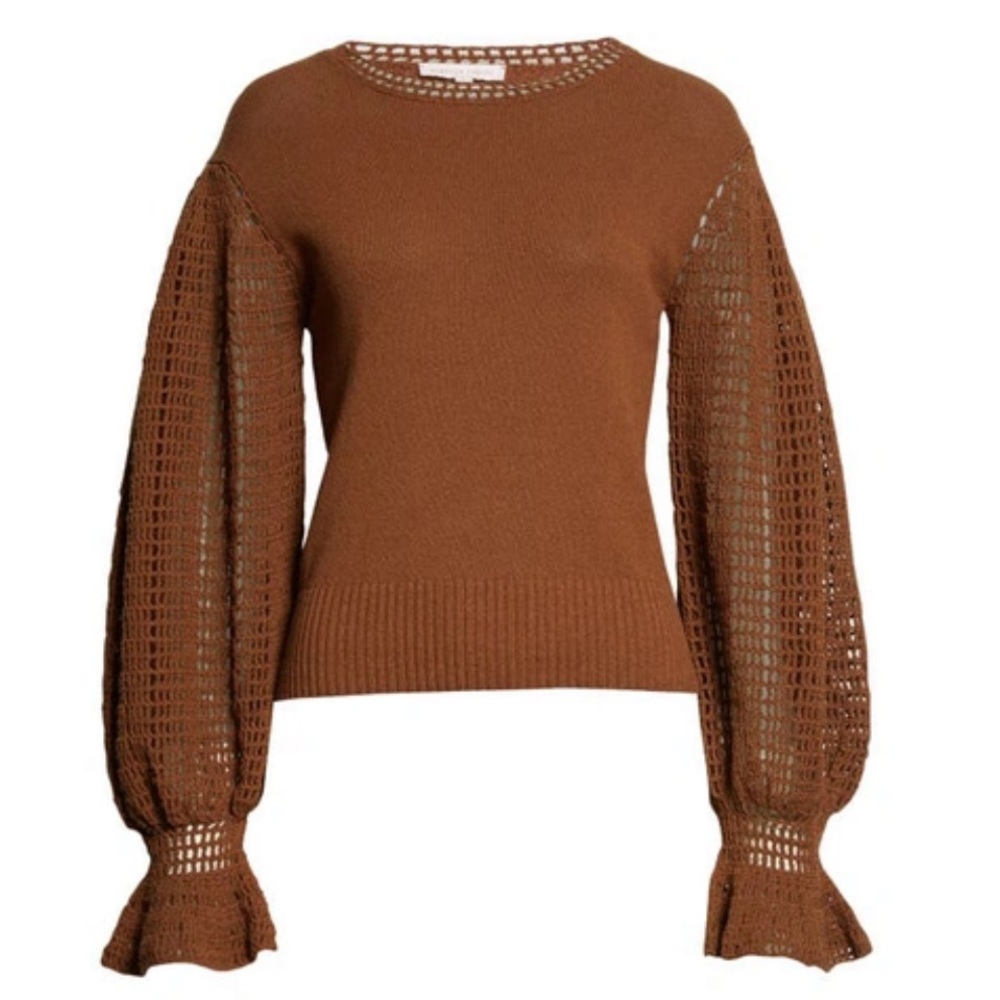 Rebecca Taylor Womens Ladder-Stitch Sweater Chocolate - size M